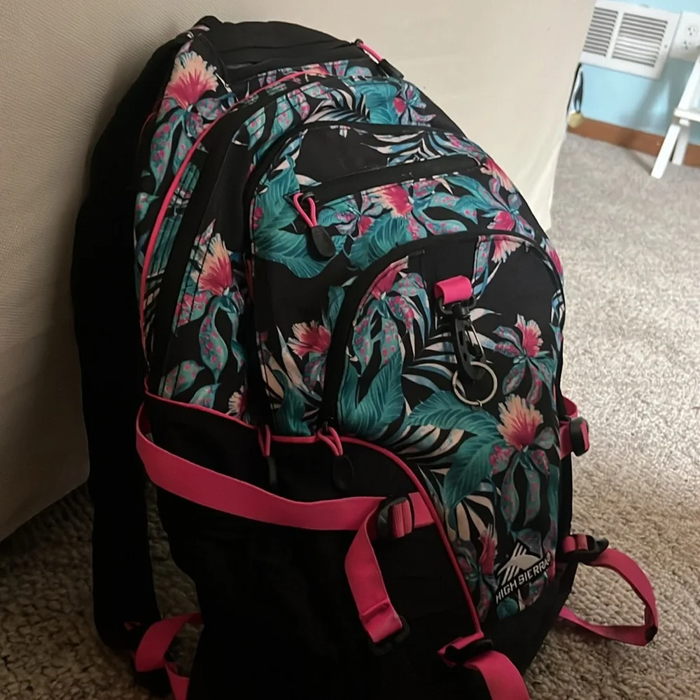 Bright Floral Backpack - Girls / Boys / Kids - 3 large compartments